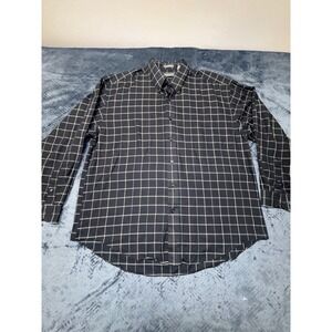 Van Heusen Men's Dress Shirt XL Black White Check Long Sleeve